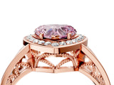 Rose gold Fancy Pink Heart Cut Diamond Halo Ring with Split Shank and Bezel Accents and Prong Setting_4