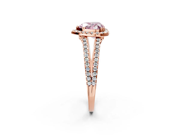 Rose gold Fancy Pink Heart Cut Diamond Halo Split Shank Engagement Ring