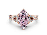 Rose gold Fancy Pink Heart Cut Diamond  Halo Twist Band Solitaire Prong Setting Ring_24