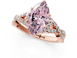Rose gold Fancy Pink Heart Cut Diamond  Halo Twist Band Solitaire Prong Setting Ring_25