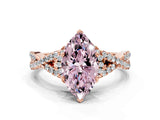 Rose gold Fancy Pink Heart Cut Diamond  Halo Twist Band Solitaire Prong Setting Ring_42
