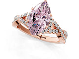 Rose gold Fancy Pink Heart Cut Diamond  Halo Twist Band Solitaire Prong Setting Ring_43