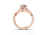 Rose gold Fancy Pink Heart Cut Diamond  Halo Twist Band Solitaire Prong Setting Ring_45