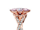 Rose gold Fancy Pink Heart Cut Diamond  Halo Twist Band Solitaire Prong Setting Ring_47