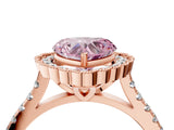 Rose gold Fancy Pink Heart  Cut Diamond Milgrain Floral Halo Engagement Ring with Pavé Band_19