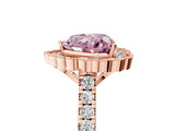 Rose gold Fancy Pink Heart  Cut Diamond Milgrain Floral Halo Engagement Ring with Pavé Band_20