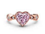 Rose gold Fancy Pink Heart  Cut Diamond Milgrain Marquise Band with Prong Setting_3