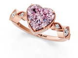 Rose gold Fancy Pink Heart  Cut Diamond Milgrain Marquise Band with Prong Setting_4