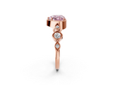 Rose gold Fancy Pink Heart  Cut Diamond Milgrain Marquise Band with Prong Setting_5