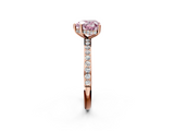 Rose gold Fancy Pink Heart  Cut Diamond Pavé Band Ring with Four-Prong Setting_26