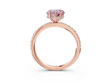Rose gold Fancy Pink Heart  Cut Diamond Pavé Band Ring with Four-Prong Setting_27