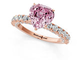 Rose gold Fancy Pink Heart Cut Diamond Pavé Band Solitaire Ring with Prong Setting_45