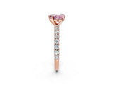 Rose gold Fancy Pink Heart Cut Diamond Pavé Band Solitaire Ring with Prong Setting_46