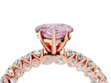 Rose gold Fancy Pink Heart Cut Diamond Pavé Band Solitaire Ring with Prong Setting_48