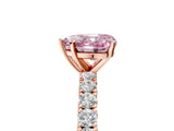 Rose gold Fancy Pink Heart Cut Diamond Pavé Band Solitaire Ring with Prong Setting_49