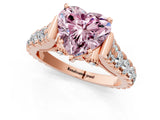 Rose gold Fancy Pink Heart  Cut Diamond Pavé Band Solitaire with Four-Prong Setting_16