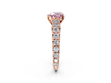 Rose gold Fancy Pink Heart  Cut Diamond Pavé Band Solitaire with Four-Prong Setting_17