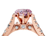 Rose gold Fancy Pink Heart  Cut Diamond Pavé Band Solitaire with Four-Prong Setting_19