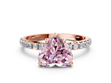 Rose gold Fancy Pink Heart  Cut Diamond Pavé Band Solitaire with Four-Prong Setting_3