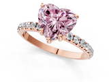 Rose gold Fancy Pink Heart  Cut Diamond Pavé Band Solitaire with Four-Prong Setting_4