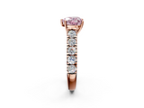 Rose gold Fancy Pink Heart  Cut Diamond Pavé Band Solitaire with Four-Prong Setting_5