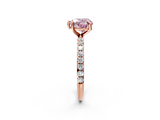 Rose gold Fancy Pink Heart  Cut Diamond Pavé Band Solitaire with Four-Prong Setting_5