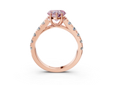 Rose gold Fancy Pink Heart  Cut Diamond Pavé Band Solitaire with Four-Prong Setting_6