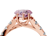 Rose gold Fancy Pink Heart  Cut Diamond Pavé Band Solitaire with Four-Prong Setting_7
