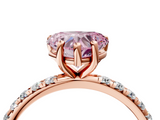 Rose gold Fancy Pink Heart  Cut Diamond Pavé Band Solitaire with Four-Prong Setting_7