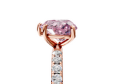 Rose gold Fancy Pink Heart  Cut Diamond Pavé Band Solitaire with Four-Prong Setting_8