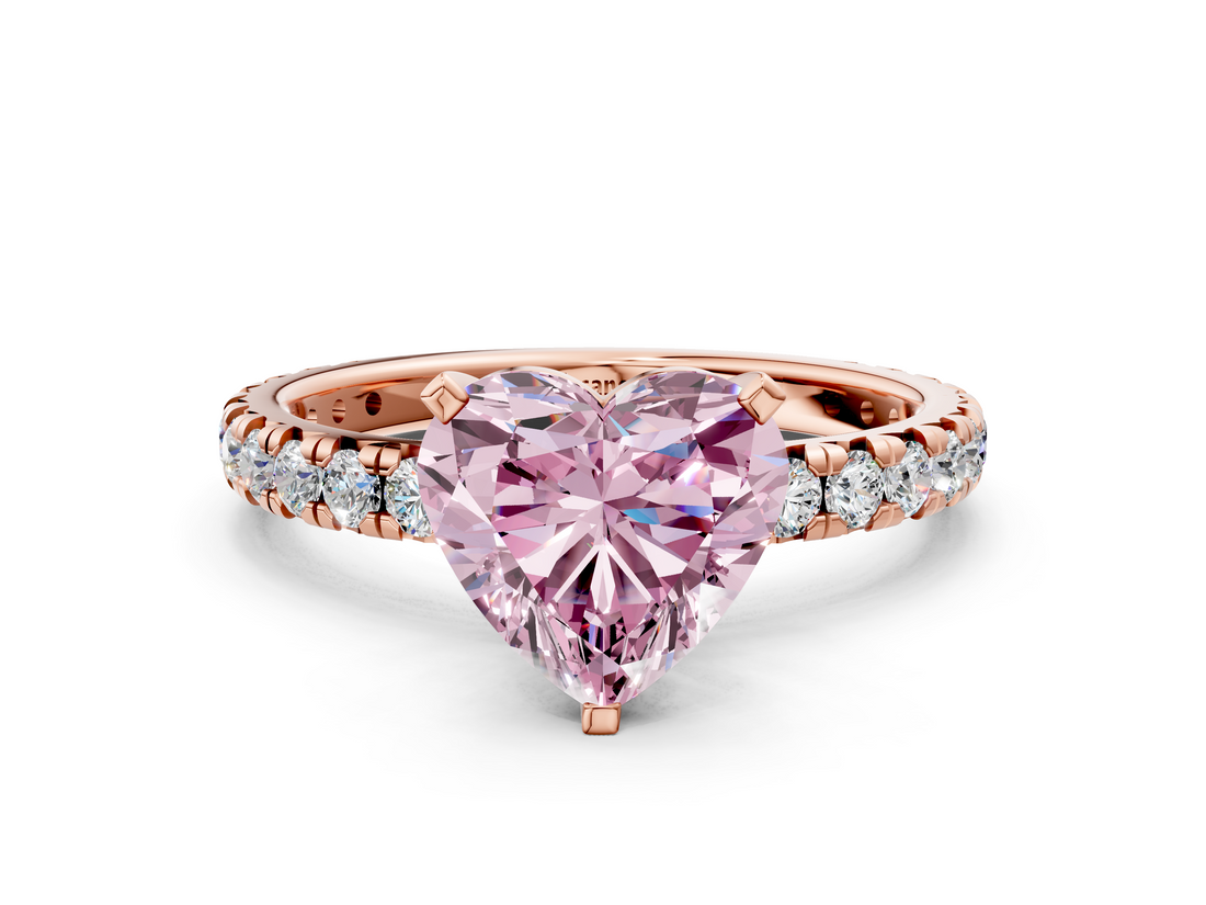 Rose gold Fancy Pink Heart  Cut Diamond Pavé Band with Four-Prong Setting_40