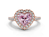 Rose gold Fancy Pink Heart Cut Diamond Pavé Halo Ring with Four-Prong Setting_37