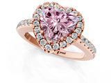 Rose gold Fancy Pink Heart Cut Diamond Pavé Halo Ring with Four-Prong Setting_38