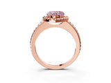 Rose gold Fancy Pink Heart Cut Diamond Pavé Halo Ring with Four-Prong Setting_40