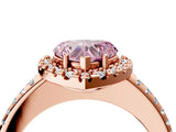 Rose gold Fancy Pink Heart Cut Diamond Pavé Halo Ring with Four-Prong Setting_41