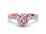 Rose gold Fancy Pink Heart Cut Diamond Pavé Solitaire Engagement Ring with Four-Prong Setting_101