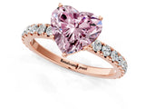 Rose gold Fancy Pink Heart Cut Diamond Pavé Solitaire Engagement Ring with Four-Prong Setting_102