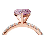 Rose gold Fancy Pink Heart Cut Diamond Pavé Solitaire Ring with Round Band and Prong Setting_16