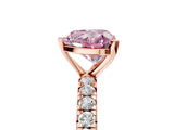 Rose gold Fancy Pink Heart Cut Diamond Pavé Solitaire Ring with Round Band and Prong Setting_17