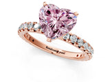 Rose gold Fancy Pink Heart Cut Diamond Pavé Solitaire Ring with Round Band and Prong Setting_25