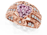 Rose gold Fancy Pink Heart Cut Diamond Pave Art Deco Split Shank Ring with Four-Prong Setting_1