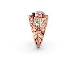 Rose gold Fancy Pink Heart Cut Diamond Pave Art Deco Split Shank Ring with Four-Prong Setting_2