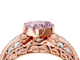 Rose gold Fancy Pink Heart Cut Diamond Pave Art Deco Split Shank Ring with Four-Prong Setting_4
