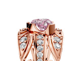 Rose gold Fancy Pink Heart Cut Diamond Pave Art Deco Split Shank Ring with Four-Prong Setting_5