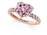 Rose gold Fancy Pink Heart Cut Diamond Pave Band Solitaire Ring with Four-Prong Setting_52