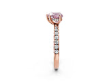 Rose gold Fancy Pink Heart Cut Diamond Pave Band Solitaire Ring with Four-Prong Setting_53