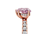 Rose gold Fancy Pink Heart Cut Diamond Pave Band Solitaire Ring with Four-Prong Setting_56