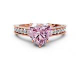Rose gold Fancy Pink Heart  Cut Diamond Pave Band with Four-Prong Setting_20