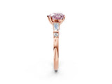 Rose gold Fancy Pink Heart  Cut Diamond Ring with Baguette Side Stones, Channel Set Band, and Four-Prong Setting_26
