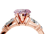Rose gold Fancy Pink Heart  Cut Diamond Ring with Baguette Side Stones, Channel Set Band, and Four-Prong Setting_28